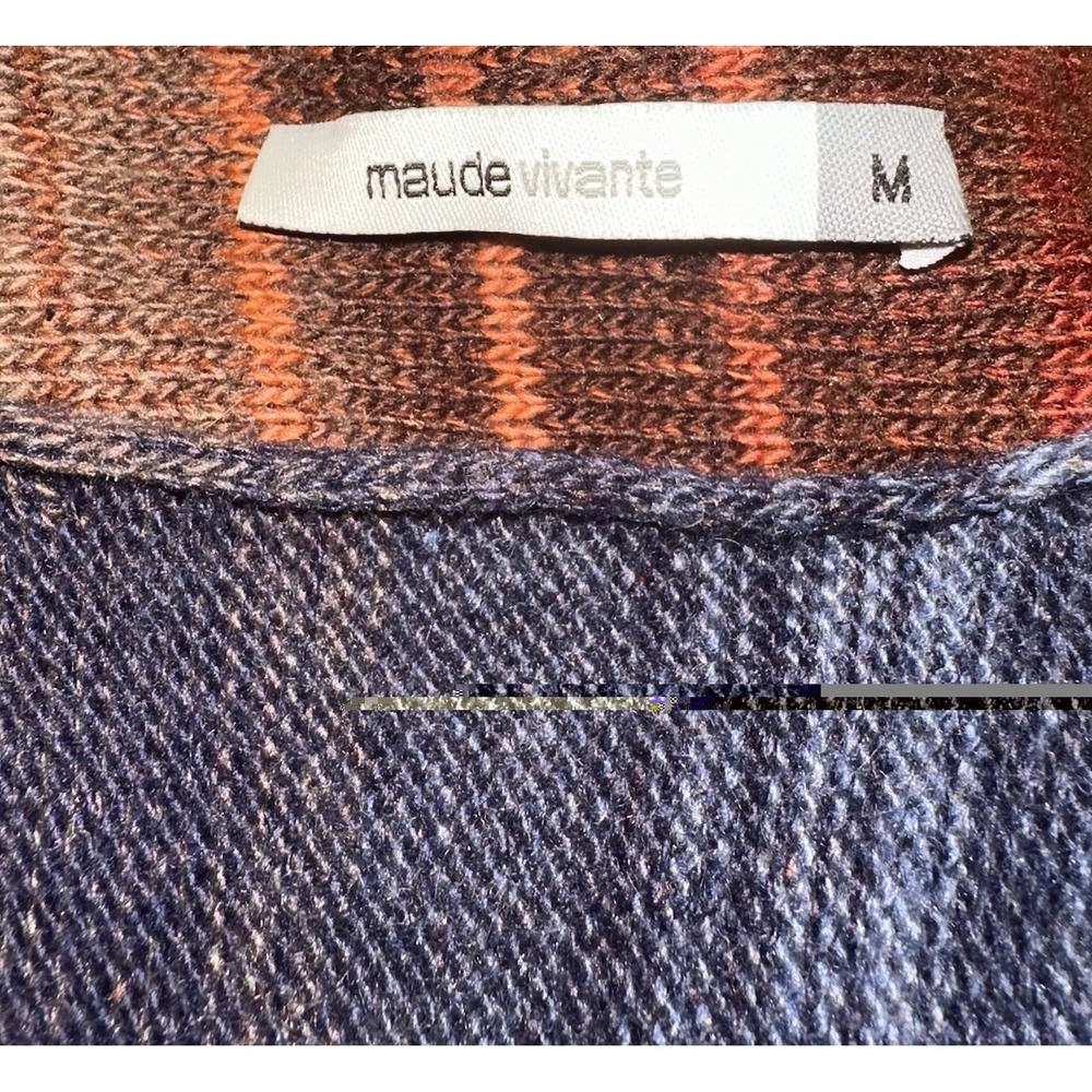 Maude Vivante Andrea Sweater Natural Multicolor Cable Knit Fringe Trim Women's M - Picture 5 of 9